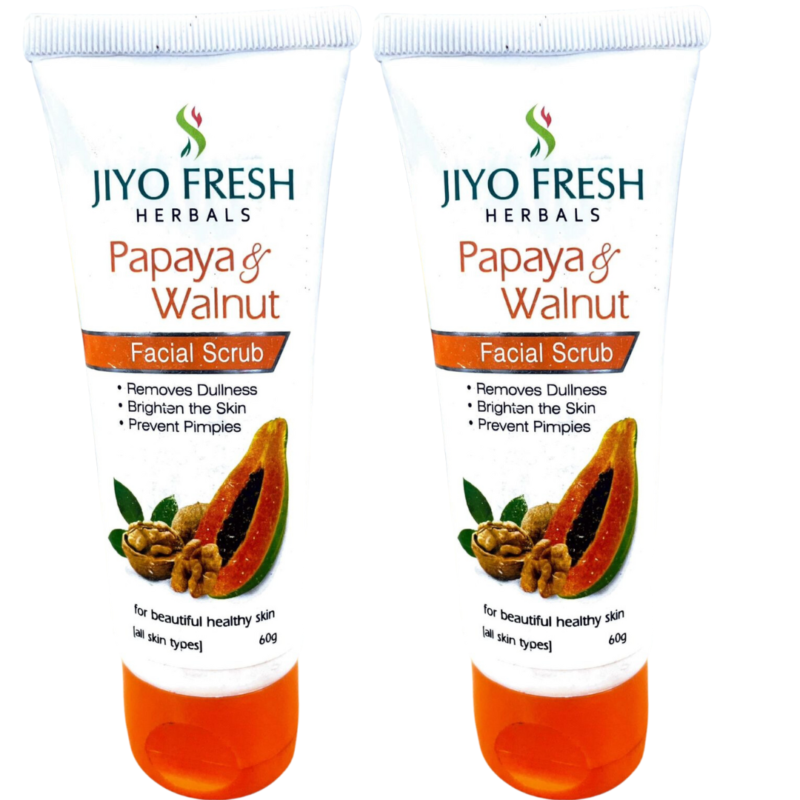 Jiyo Fresh Herbals Papaya & Walnut Facial Scrub 60ml Pack of 2